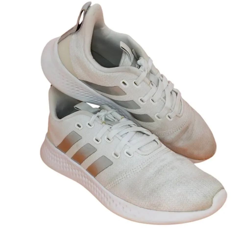 Adidas PureMotion Womens White/Silver Running Sneakers - Size: 8.5